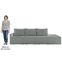 Sofá Ilha Modular Com Puff Para Sala Living 312cm Georgia Z08 Boucle Cinza Claro - Mpozenato - 5