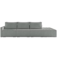 Sofá Ilha Modular Com Puff Para Sala Living 312cm Georgia Z08 Boucle Cinza Claro - Mpozenato - 7