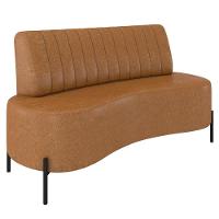 Sofá 2 Lugares 160cm Pés Aço Preto Tamar Z08 Sintético Camel - Mpozenato - 1