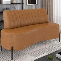 Sofá 2 Lugares 160cm Pés Aço Preto Tamar Z08 Sintético Camel - Mpozenato - 2