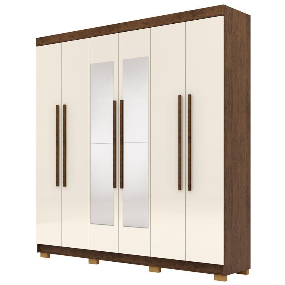 Guarda Roupa Casal 218cm Com Espelho Bolty Imbuia/champanhe V02 - Mpozenato - 1