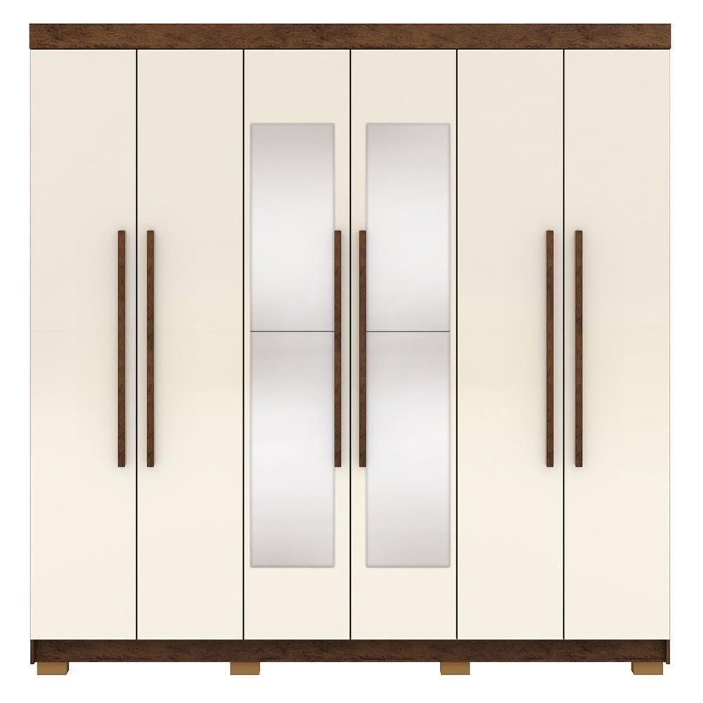 Guarda Roupa Casal 218cm Com Espelho Bolty Imbuia/champanhe V02 - Mpozenato - 6