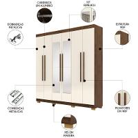 Guarda Roupa Casal 218cm Com Espelho Bolty Imbuia/champanhe V02 - Mpozenato - 3