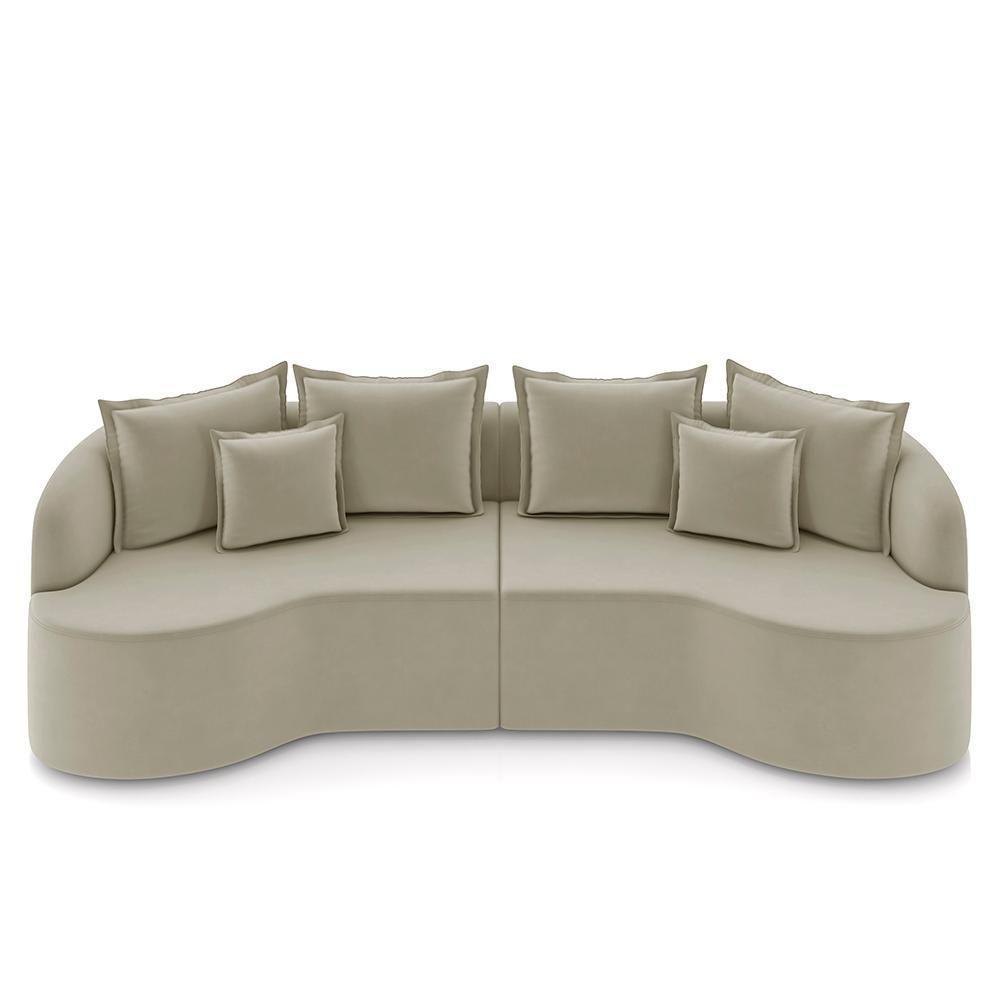 Sofá 4 Lugares 270cm Orgânico Quito Z08 Veludo Bege - Mpozenato - 5