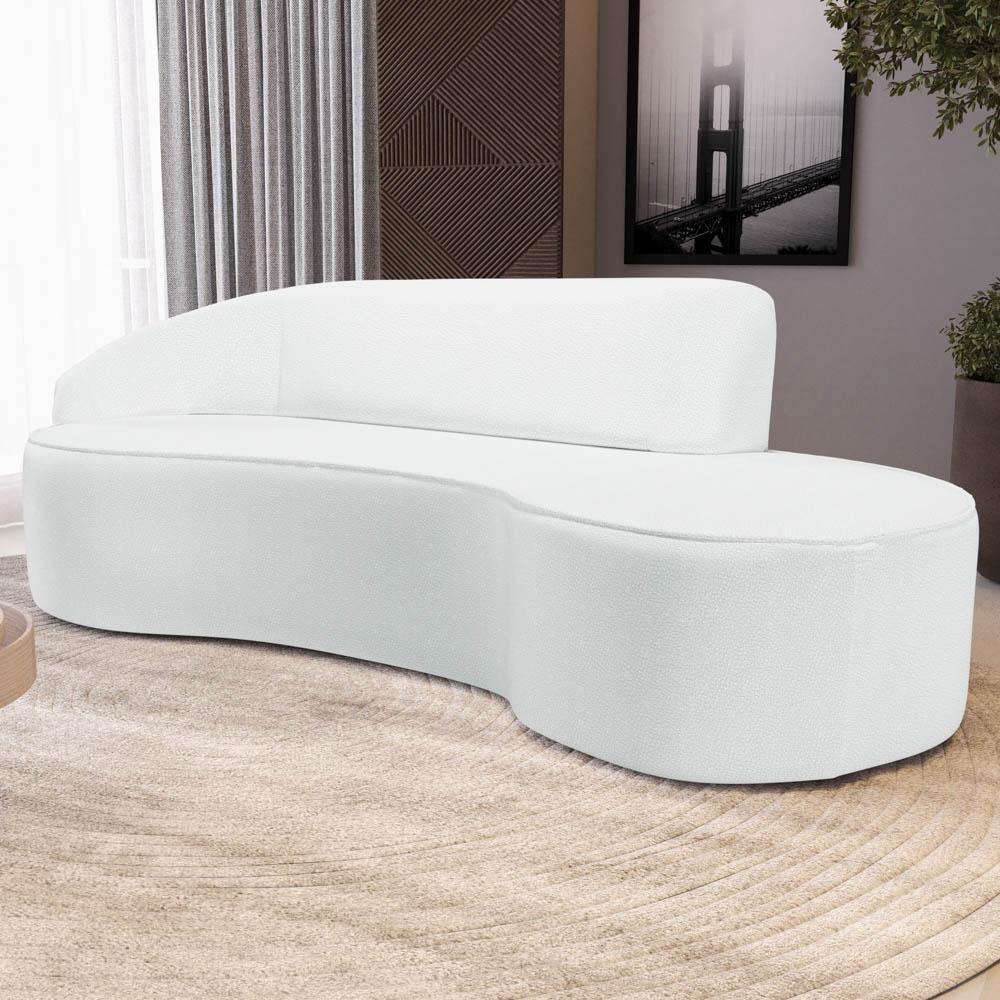 Sofá Living 3 Lugares 210cm Braço Esquerdo Mozart D06 Sintético Branco - Mpozenato - 2
