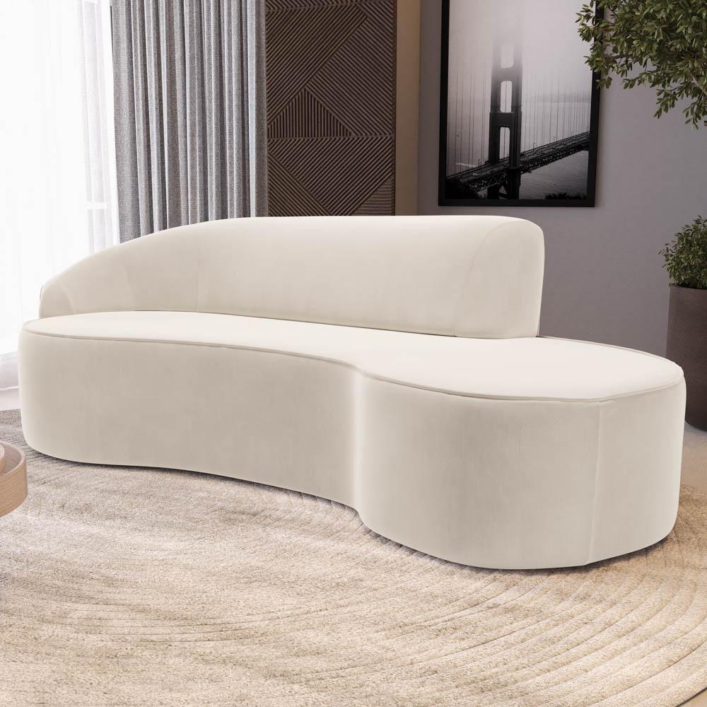 Sofá Living 4 Lugares 280cm Braço Esquerdo Mozart D06 Veludo Bege - Mpozenato - 2