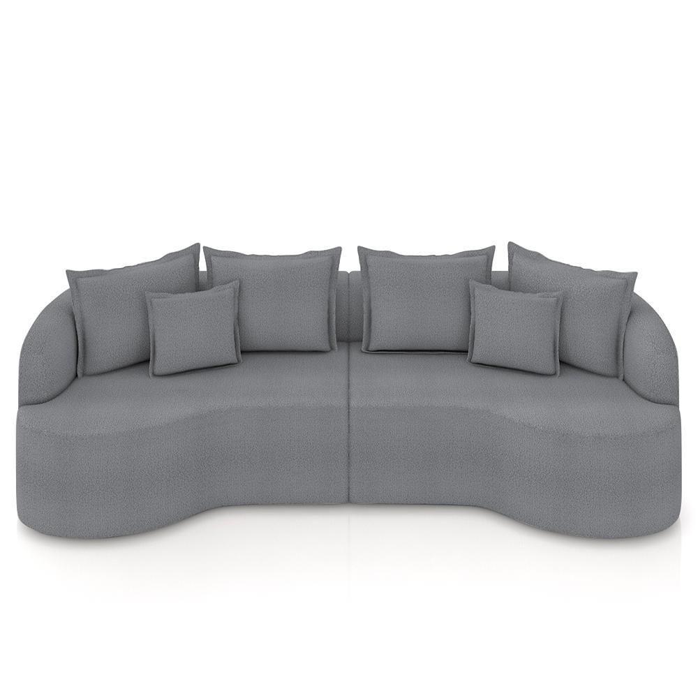 Sofá 3 Lugares 230cm Orgânico Quito Z08 Boucle Grafite - Mpozenato - 5