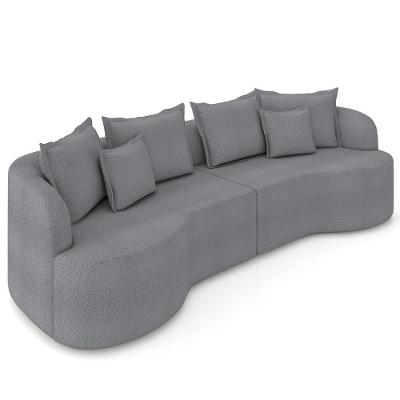 Sofá 3 Lugares 230cm Orgânico Quito Z08 Boucle Grafite - Mpozenato