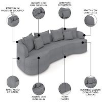 Sofá 3 Lugares 230cm Orgânico Quito Z08 Boucle Grafite - Mpozenato - 3