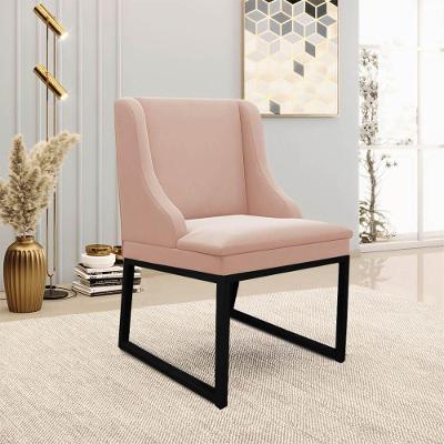 Cadeira Sala De Jantar Industrial Preto Kit 2 Liz Veludo Rosê D03 - D'rossi