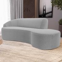 Sofá Living 3 Lugares 210cm Braço Esquerdo Mozart D06 Bouclê Cinza - Mpozenato - 2