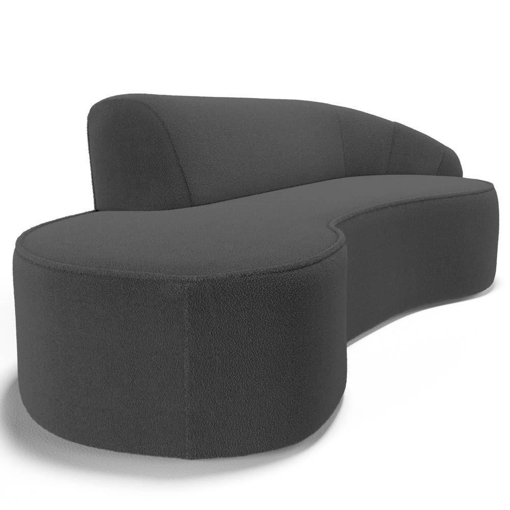 Sofá Living 3 Lugares 260cm Braço Direito Mozart D06 Bouclê Chumbo - Mpozenato - 5