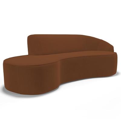 Sofá Living 2 Lugares 180cm Braço Direito Mozart D06 Veludo Telha - Mpozenato