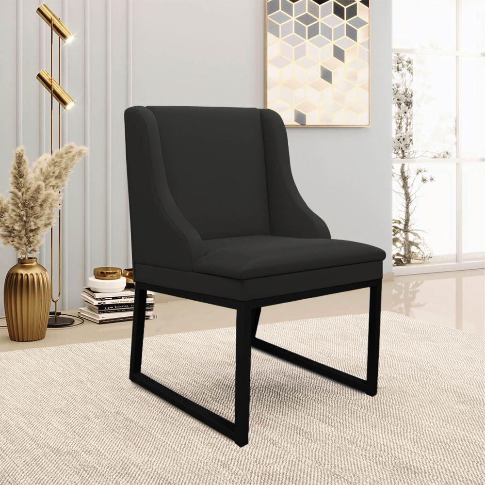 Cadeira Sala De Jantar Industrial Preto Kit 4 Liz Sintético Pto D03 - D'rossi - 2