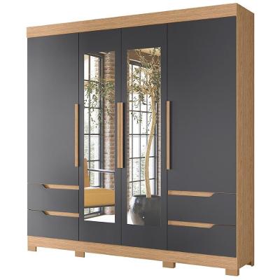 Guarda Roupa Casal Vivacce 3 Portas Bater 2 Gavetas Freijó-Titanium Albatroz Móveis