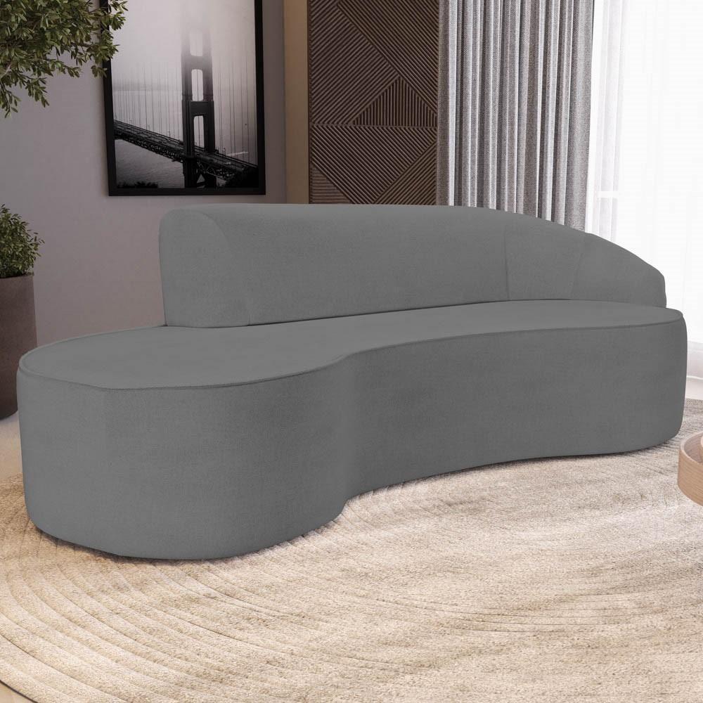Sofá Living 3 Lugares 230cm Braço Direito Mozart D06 Linho Cinza Escuro - Mpozenato - 2