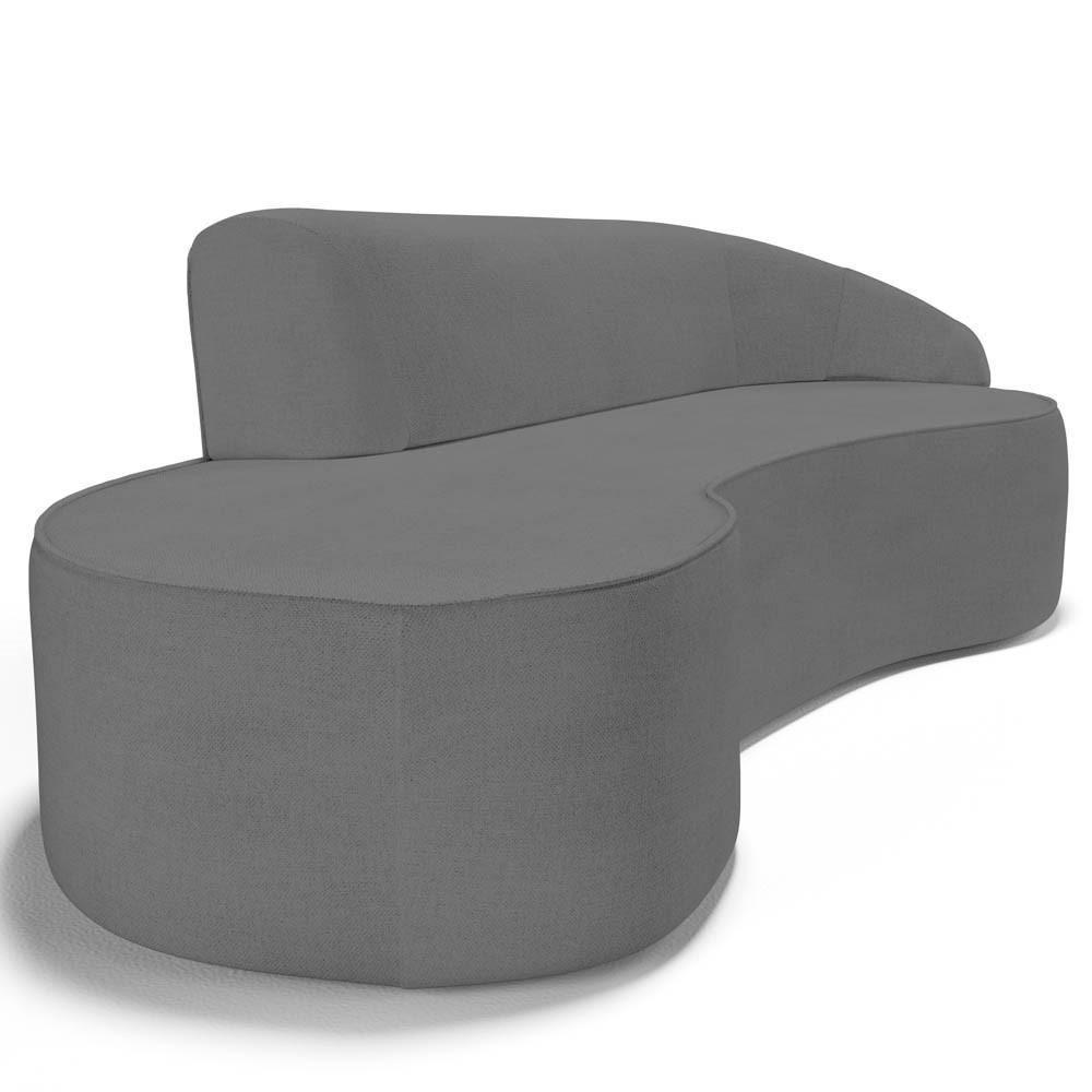 Sofá Living 3 Lugares 230cm Braço Direito Mozart D06 Linho Cinza Escuro - Mpozenato - 5