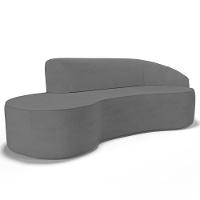 Sofá Living 3 Lugares 230cm Braço Direito Mozart D06 Linho Cinza Escuro - Mpozenato - 1