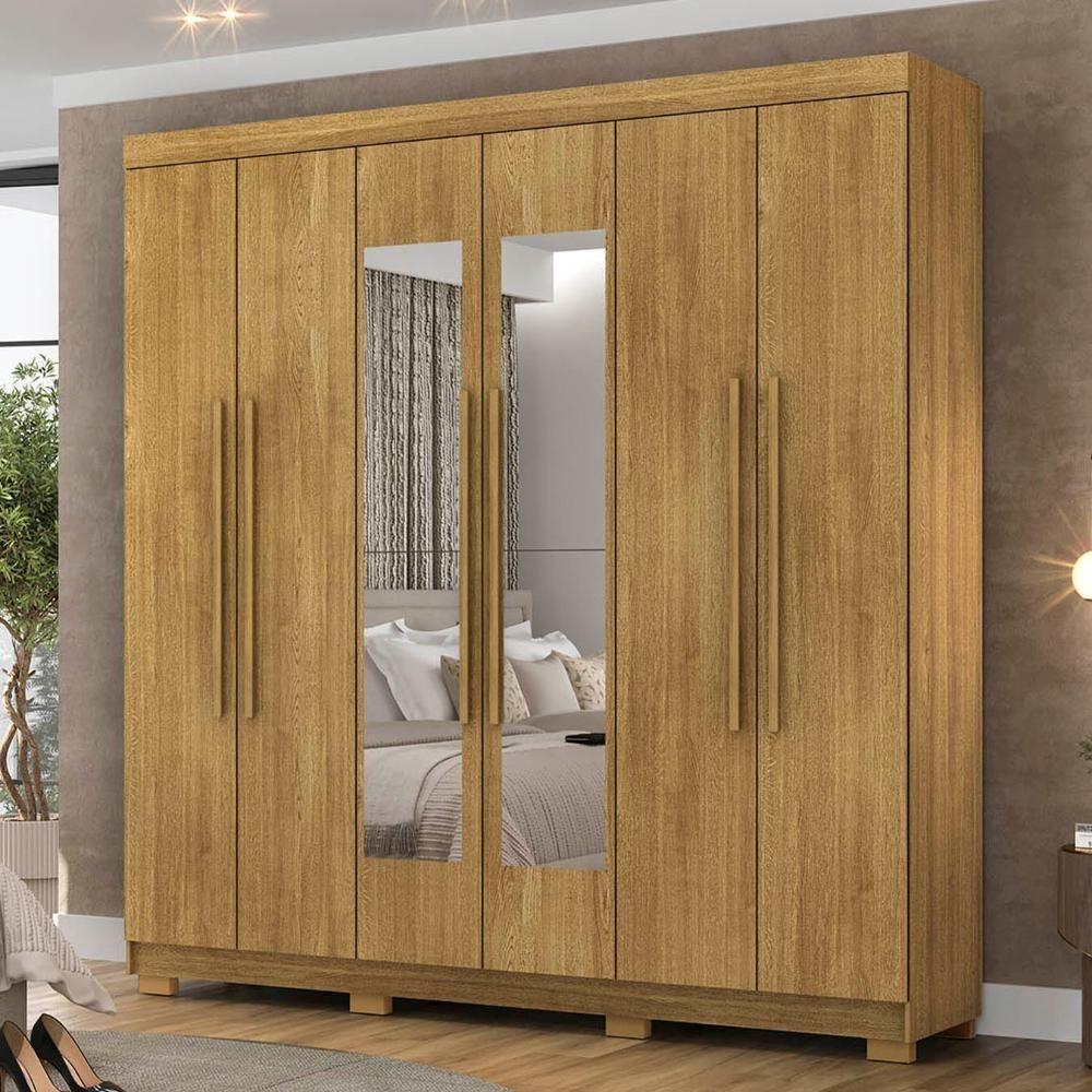 Guarda Roupa Casal 218cm Com Espelho Bolty Nature V02 - Mpozenato - 2