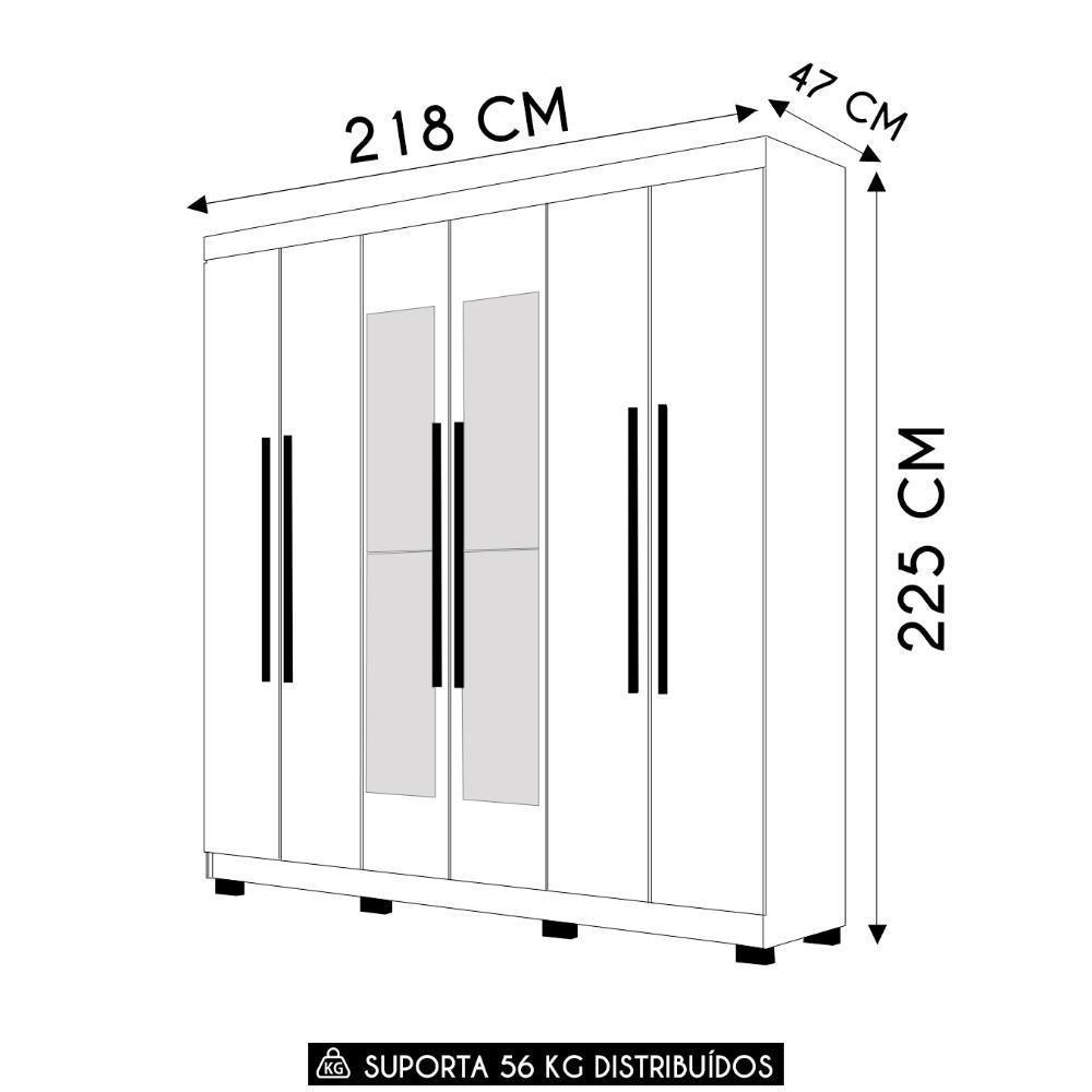 Guarda Roupa Casal 218cm Com Espelho Bolty Nature V02 - Mpozenato - 4