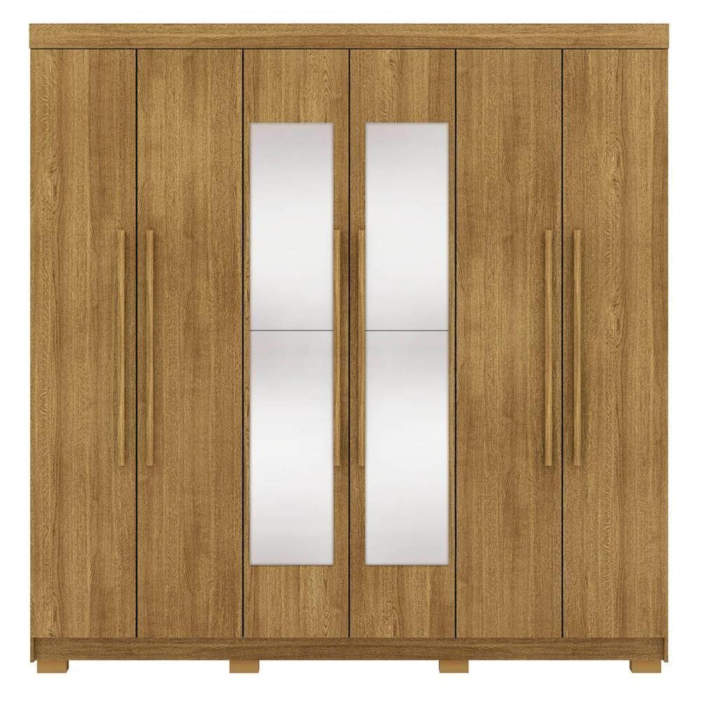 Guarda Roupa Casal 218cm Com Espelho Bolty Nature V02 - Mpozenato - 6