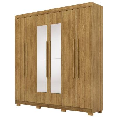 Guarda Roupa Casal 218cm Com Espelho Bolty Nature V02 - Mpozenato