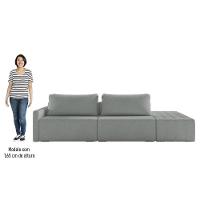 Sofá Ilha Modular Com Puff Para Sala Living 252cm Georgia Z08 Boucle Cinza Claro - Mpozenato - 5
