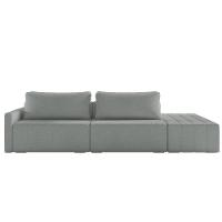 Sofá Ilha Modular Com Puff Para Sala Living 252cm Georgia Z08 Boucle Cinza Claro - Mpozenato - 7