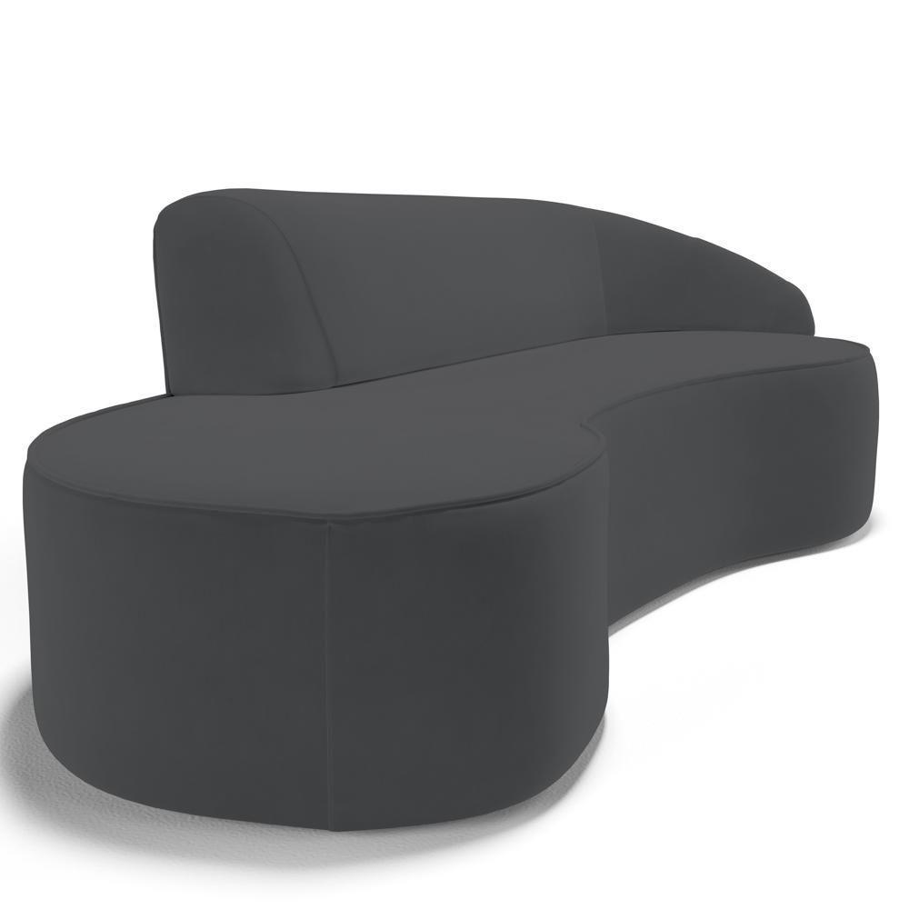 Sofá Living 3 Lugares 260cm Braço Direito Mozart D06 Veludo Cinza - Mpozenato - 5