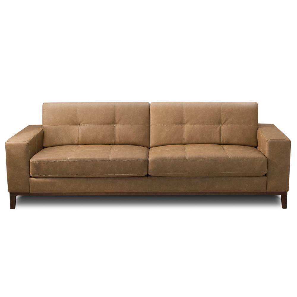 Sofá 3 Lugares Para Sala Living 240cm Ronie L08 Couro Camel - Mpozenato - 2