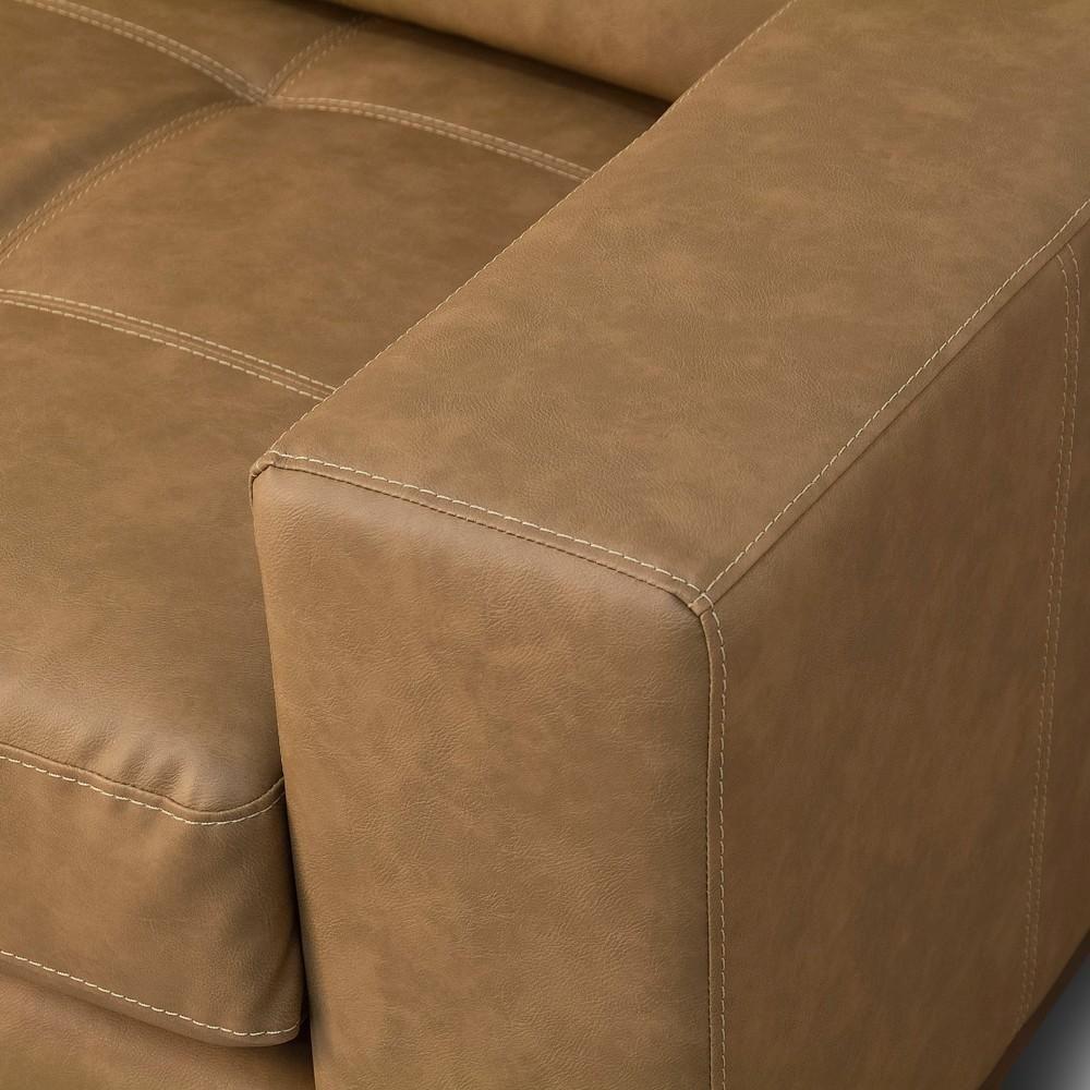 Sofá 3 Lugares Para Sala Living 240cm Ronie L08 Couro Camel - Mpozenato - 7