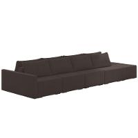 Sofá Ilha Modular Com Puff Para Sala Living 392cm Georgia Z08 Veludo Marrom - Mpozenato - 1