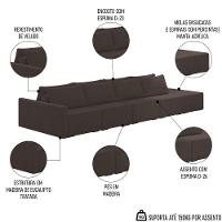 Sofá Ilha Modular Com Puff Para Sala Living 392cm Georgia Z08 Veludo Marrom - Mpozenato - 3