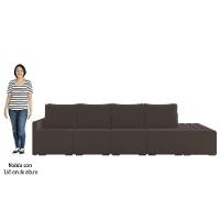 Sofá Ilha Modular Com Puff Para Sala Living 392cm Georgia Z08 Veludo Marrom - Mpozenato - 5
