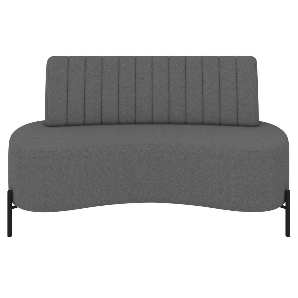 Sofá 2 Lugares 135cm Pés Aço Preto Tamar Z08 Boucle Grafite - Mpozenato - 5