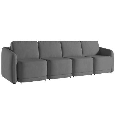 Sofá Cama Casal Para Sala 396cm Polska Z08 Veludo Cinza Escuro - Mpozenato