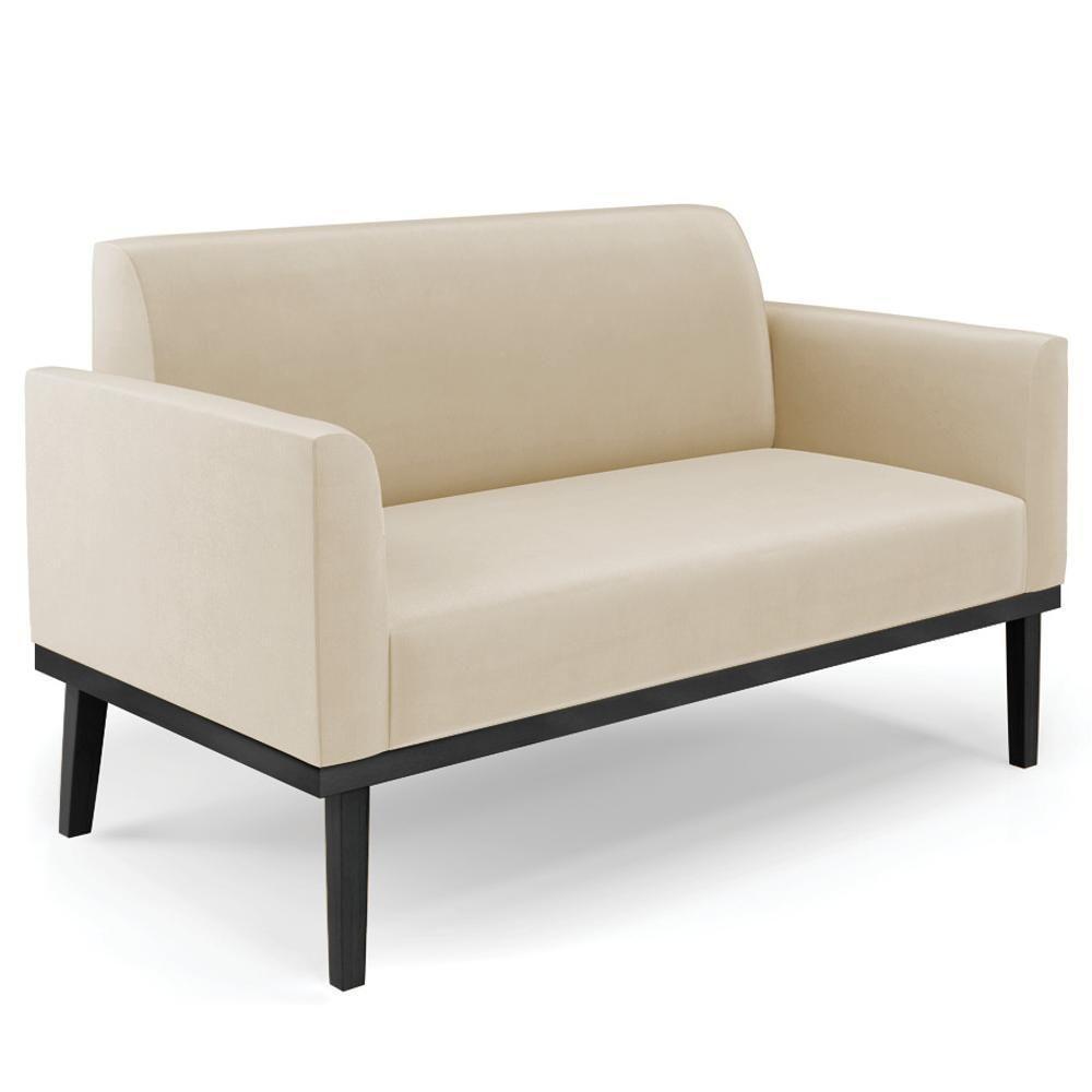 Sofá Namoradeira E 1 Poltrona Base Madeira Preto Maressa Suede Bege - Ibiza - 7