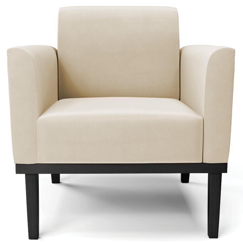 Sofá Namoradeira E 1 Poltrona Base Madeira Preto Maressa Suede Bege - Ibiza - 8