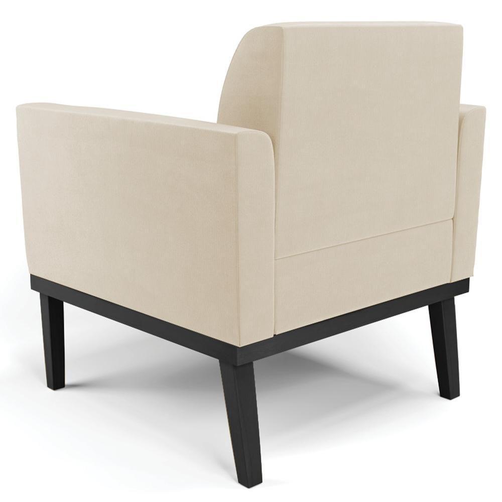 Sofá Namoradeira E 1 Poltrona Base Madeira Preto Maressa Suede Bege - Ibiza - 10
