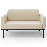 Sofá Namoradeira E 1 Poltrona Base Madeira Preto Maressa Suede Bege - Ibiza - 9