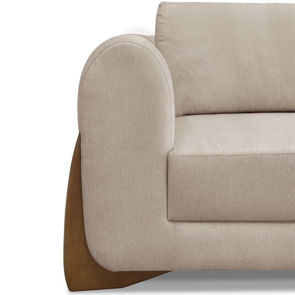 Sofá 2 Lugares Base De Madeira 160cm Izzy S06 Linho Areia - Mpozenato - 8