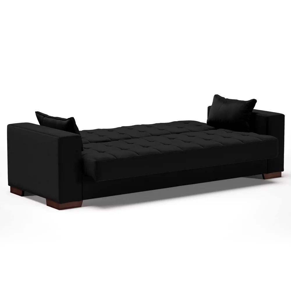 Sofá Cama Para Sala De Estar Lisboa Linho Preto - Ibiza - 6