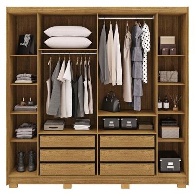 Guarda Roupa Casal Pernambuco 6 Portas Bater 6 Gavetas Nature-Champanhe MDF