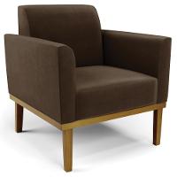 Sofá Namoradeira E 2 Poltronas Base Madeira Castanho Maressa Suede Marrom - Ibiza - 6