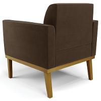 Sofá Namoradeira E 2 Poltronas Base Madeira Castanho Maressa Suede Marrom - Ibiza - 10