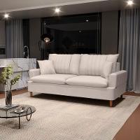 Sofá Living 3 Lugares 180cm Com Almofadas Veras D05 Suede Bege Claro - Mpozenato - 2