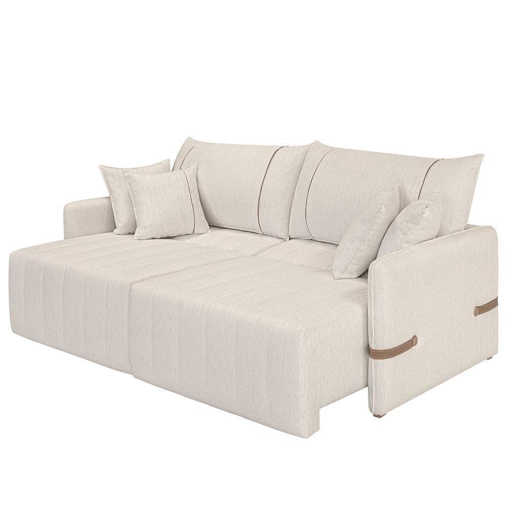 Sofá Cama Retrátil 240cm Essence D05 Linho Cru/camel - Mpozenato - 2
