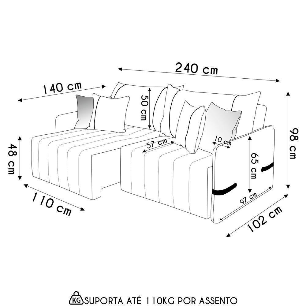 Sofá Cama Retrátil 240cm Essence D05 Linho Cru/camel - Mpozenato - 4