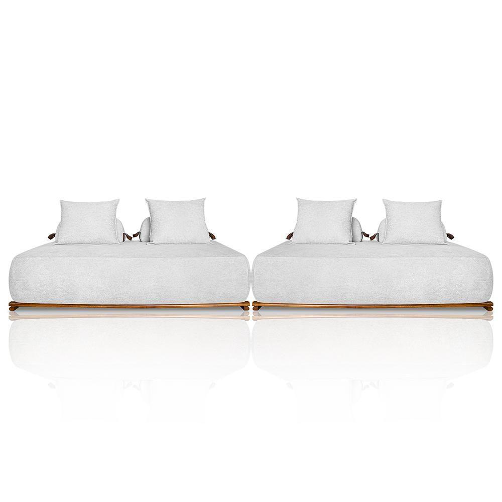 Sofá 6 Lugares Ilha 2 Módulos 200cm Viero S06 Boucle Branco - Mpozenato - 1