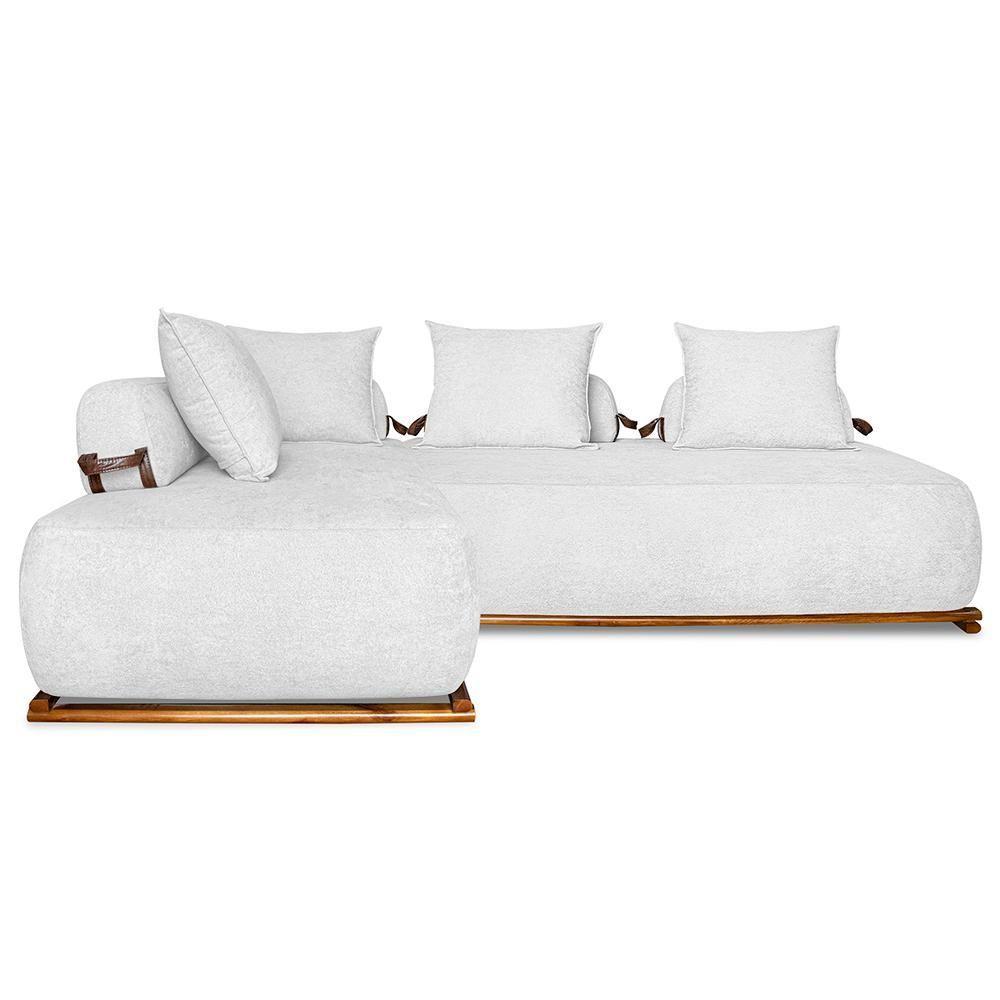 Sofá 6 Lugares Ilha 2 Módulos 200cm Viero S06 Boucle Branco - Mpozenato - 7